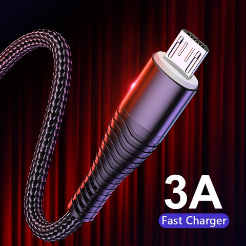 3A Fast Charging Micro USB Cable,Sync Data microusb Cable for Samsung Xiaomi Huawei Android Mobile Phone Cable micro cord