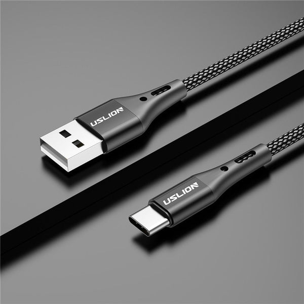 USLION 3A USB Type C Cable Fast Charging Wire for Samsung Galaxy S8 S9 Plus Xiaomi mi9 Huawei Mobile Phone USB C Charger Cable