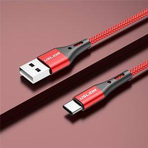 USLION 3A USB Type C Cable Fast Charging Wire for Samsung Galaxy S8 S9 Plus Xiaomi mi9 Huawei Mobile Phone USB C Charger Cable