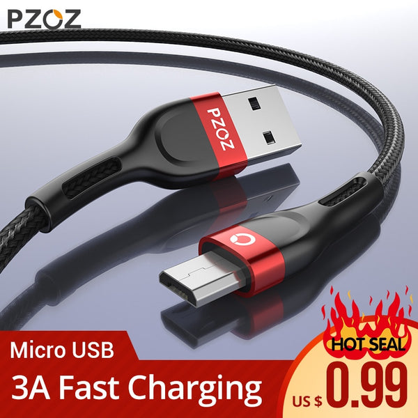 PZOZ Micro USB Cable Fast Charging 3A Microusb Cord For Samsung S7 Xiaomi Redmi Note 5 Pro Android Phone cable Micro usb charger