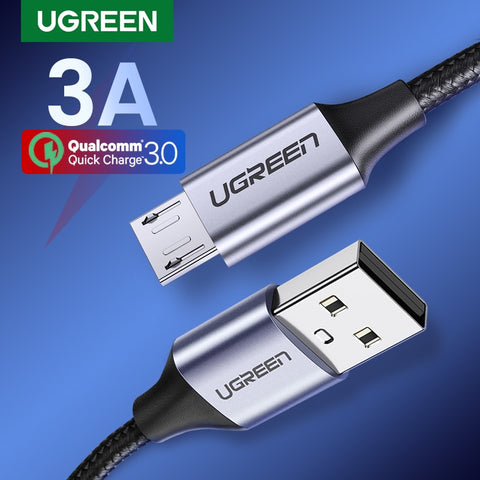 Ugreen Micro USB Cable 3A Nylon Fast Charge USB Data Cable for Samsung Xiaomi LG Tablet Android Mobile Phone USB Charging Cord